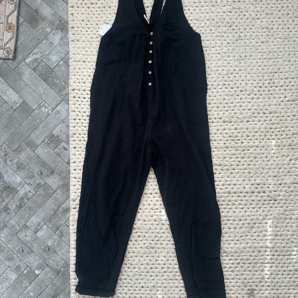 Free People Black Linen Jumpsuit